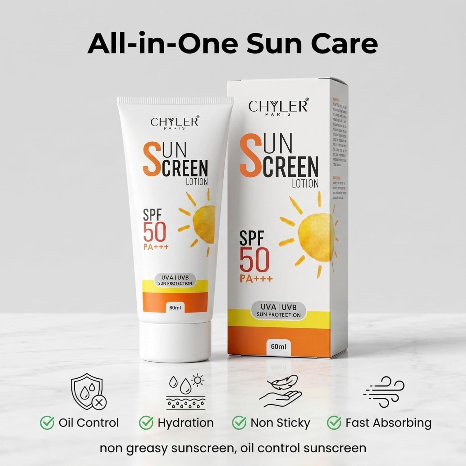 Chyler Paris SPF 50 PA+++ Sunscreen Lotion with Vitamin E | UVA & UVB Protection | Octinoxate, Avobenzone & Zinc Oxide - Image 4