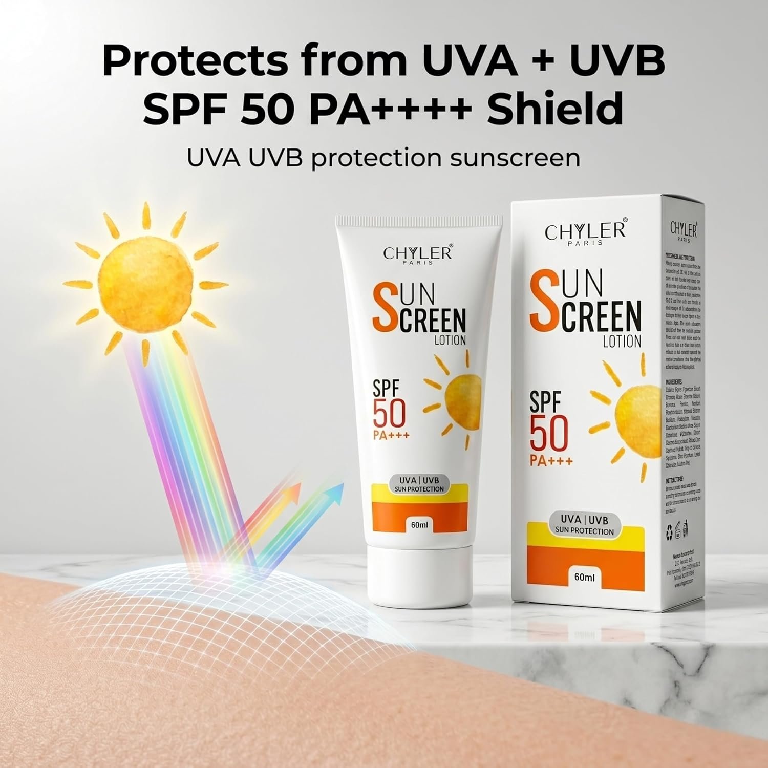 Chyler Paris SPF 50 PA+++ Sunscreen Lotion with Vitamin E | UVA & UVB Protection | Octinoxate, Avobenzone & Zinc Oxide - Image 5