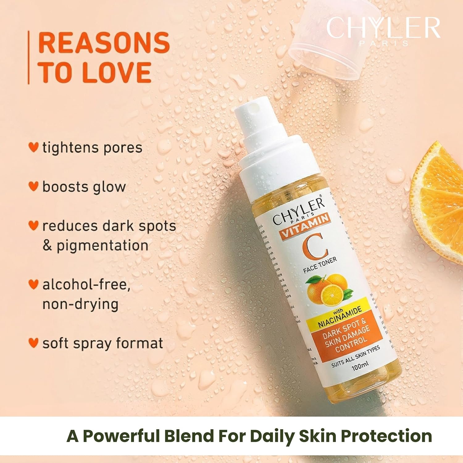 Chyler Paris Vitamin C Face Toner with Niacinamide 100 ML - Brightening & Pore-Refining | Hydrating Skin - Image 6
