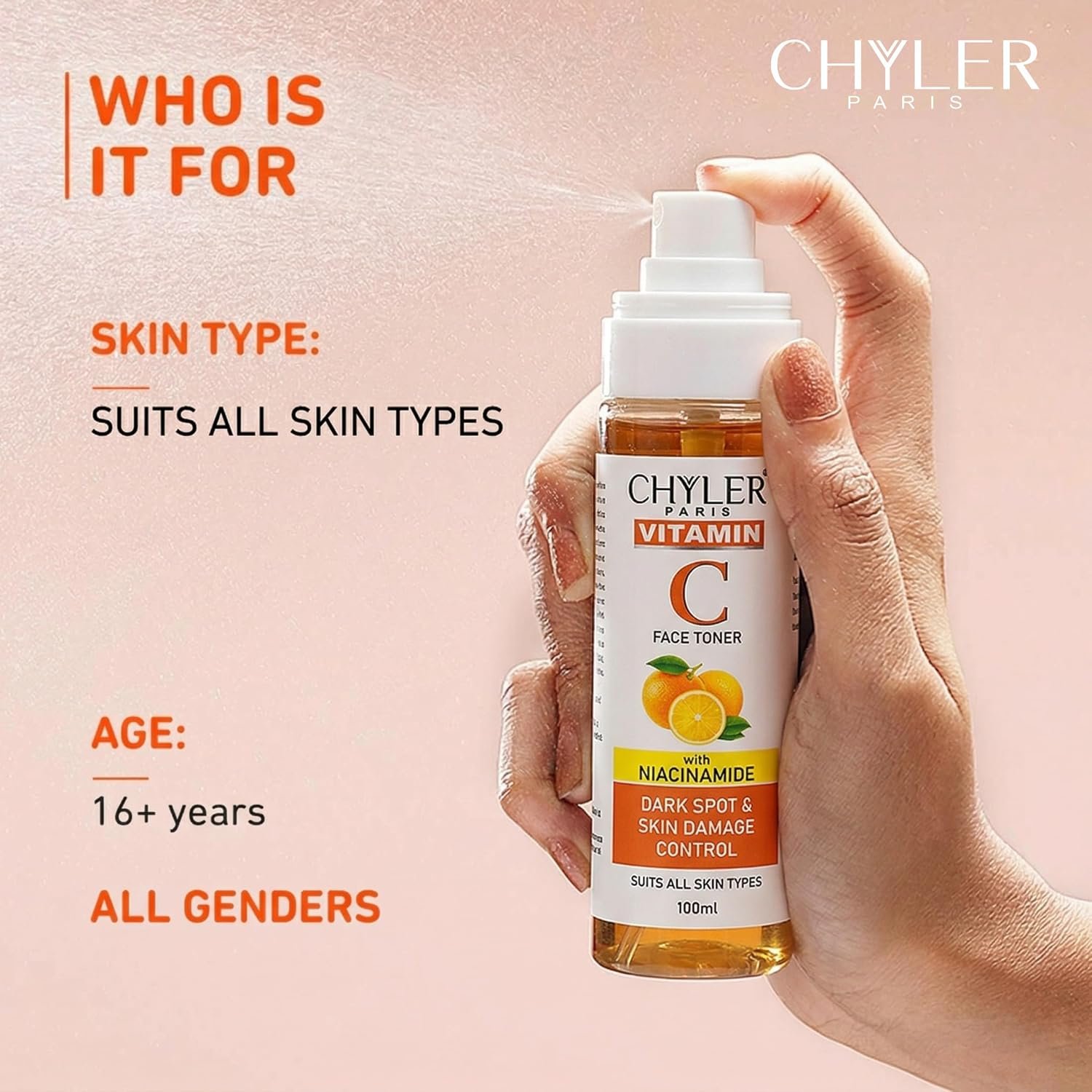 Chyler Paris Vitamin C Face Toner with Niacinamide 100 ML - Brightening & Pore-Refining | Hydrating Skin - Image 7